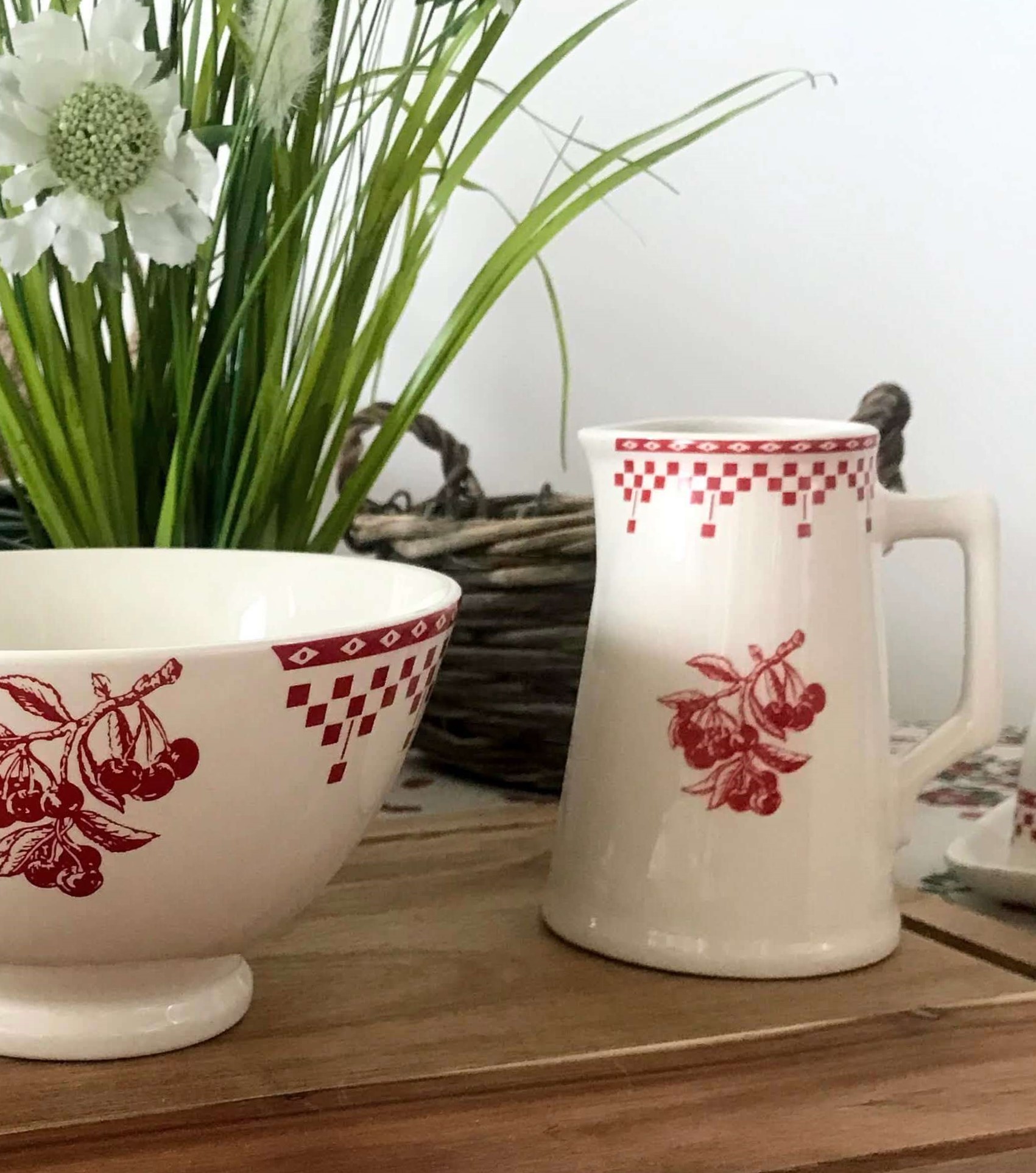 Tasses à thé Damier Rouge Comptoir de Famille - Maisons de Campagne