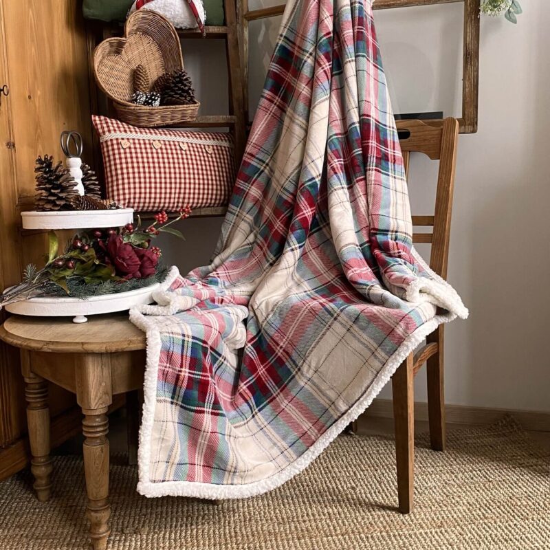 Plaid doux et chaud Blanc Mariclo imprimé tartan