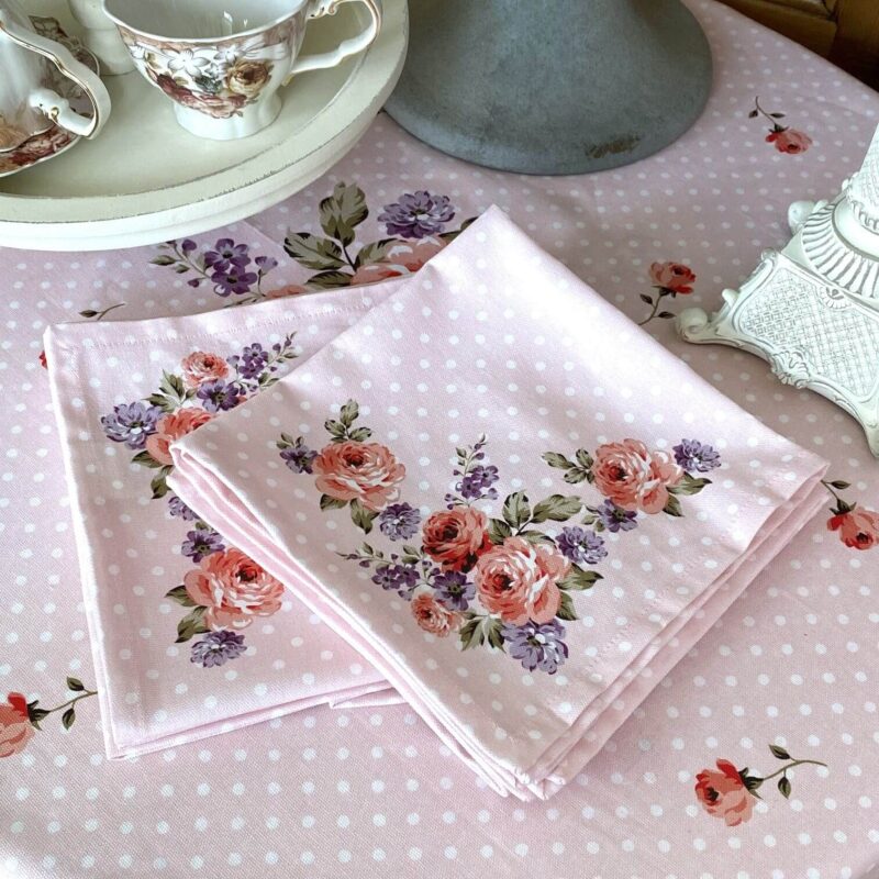 Serviettes de table tissu Dotty Rose Clayre & Eef