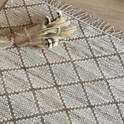 Tapis jute et laine Blanc Mariclo