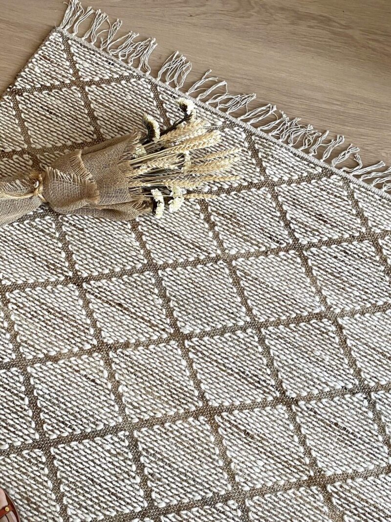 Tapis jute et laine Blanc Mariclo