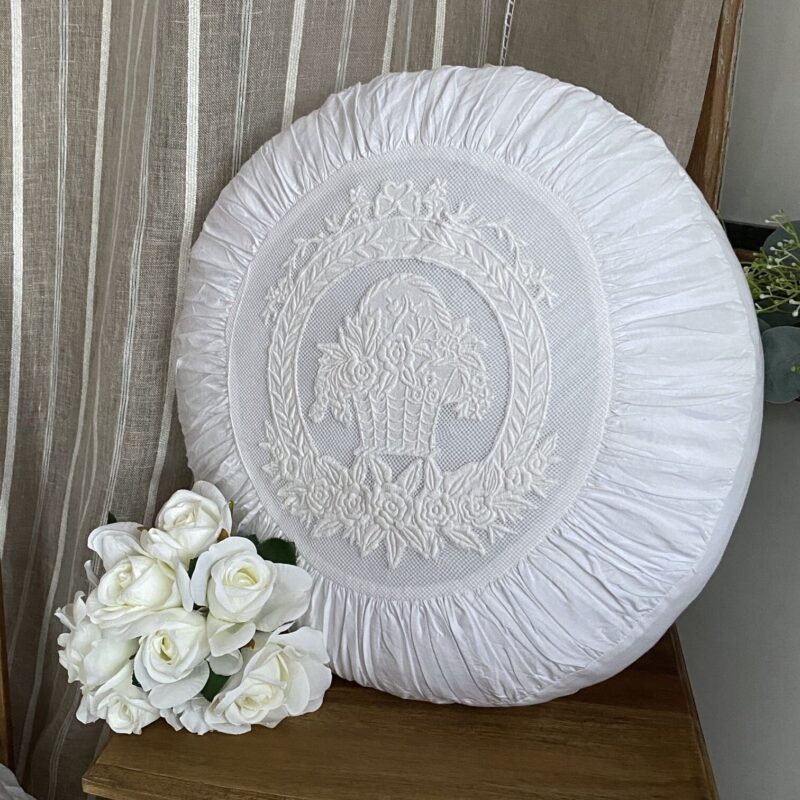 Coussin rond Shabby chic Blanc Mariclo