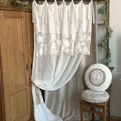 Rideau voilage shabby chic écru 150x300cm