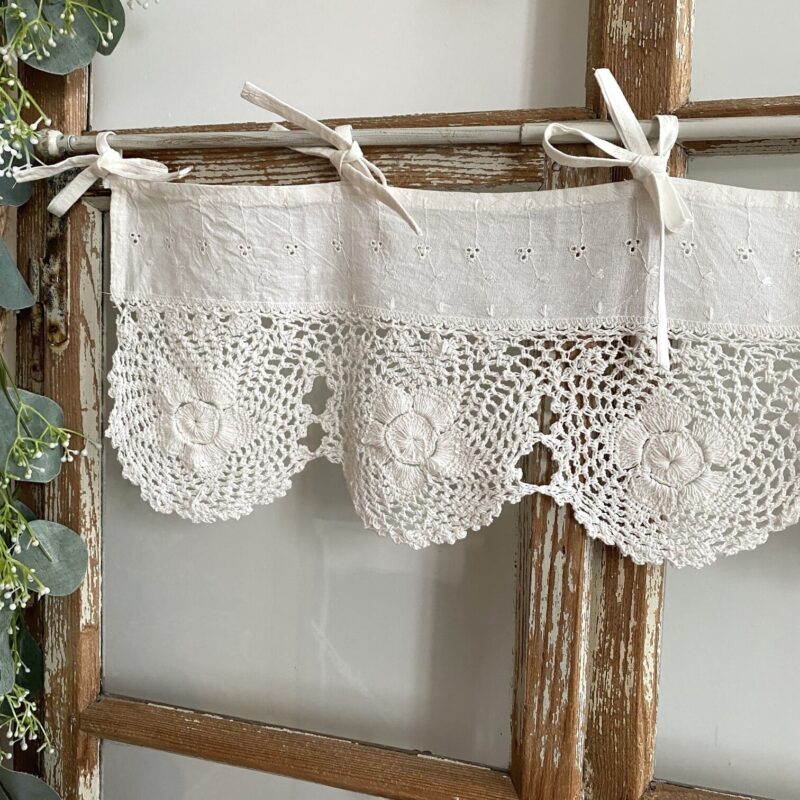 Cantonnière crochet écru 60x17cm – Image 2